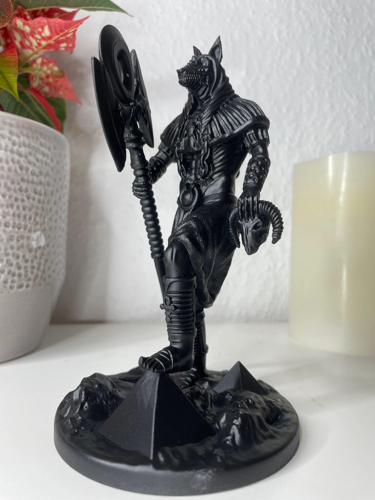 Statue of Anubis – Egyptian god of the dead, mummification & guiding souls, hand-painted figurine – altar miniature decoration